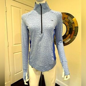 NWOT COPPER FIT blue long sleeve front zip jacket, size small